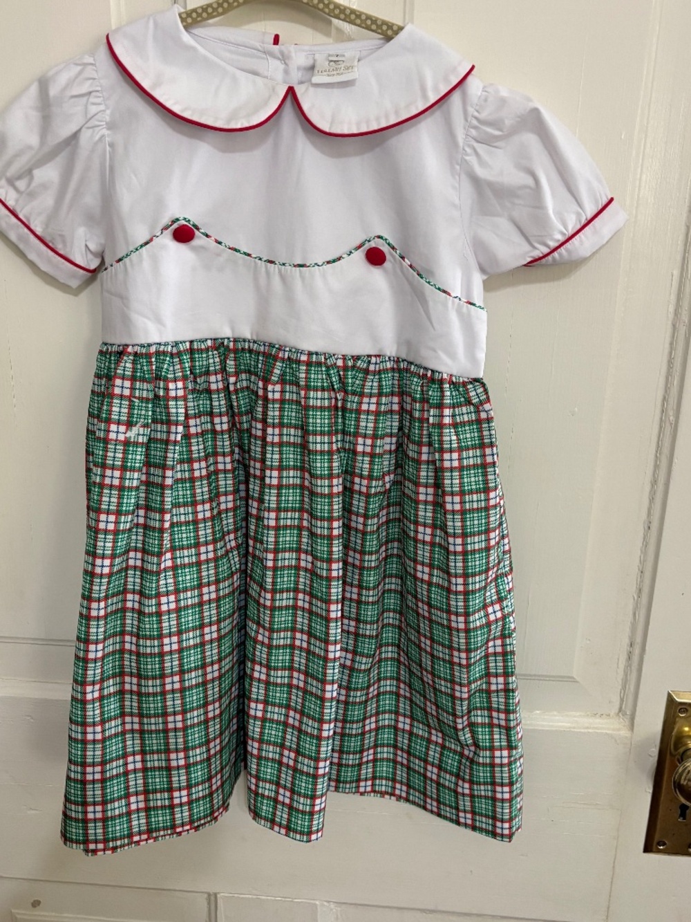 Lullaby set Christmas dress green plaid size 7 NWOT